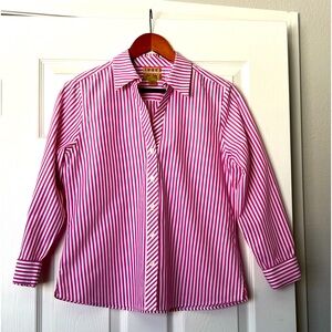 Hot Pink Striped Non-Iron Women’s Blouse. Size 12P.